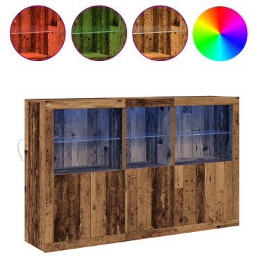 vidaXL Μπουφές με LED Φώτα Φθαρμένο Ξύλο 162x37x100cm Υποβλητικό Σχέδιο 1 τεμ.