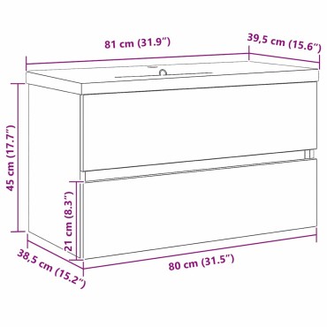 vidaXL Ντουλάπα Νιπτήρα Mπάνιου Μαύρη Οξυά 80x39x62cm 1 τεμ.