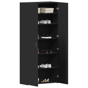 vidaXL Ντουλάπα παπουτσιών Μαύρη 80x35,5x180cm Επεξεργασμένο ξύλο