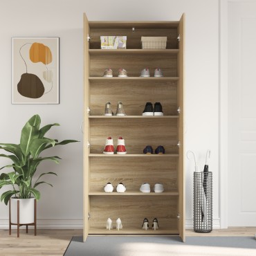 vidaXL Ντουλάπα Παπουτσιών Σονόμα 80x35,5x180cm Επεξεργασμένο Ξύλο