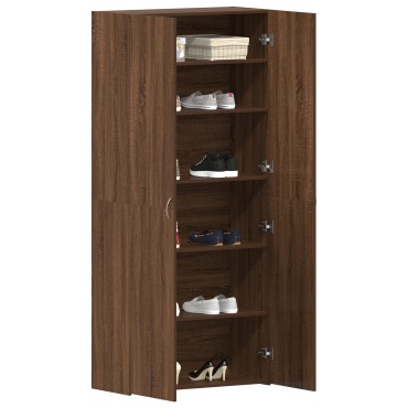 vidaXL Ντουλάπα Παπουτσιών Καφέ Δρυς 80x35,5x180cm Κατασκευασμένο ξύλο