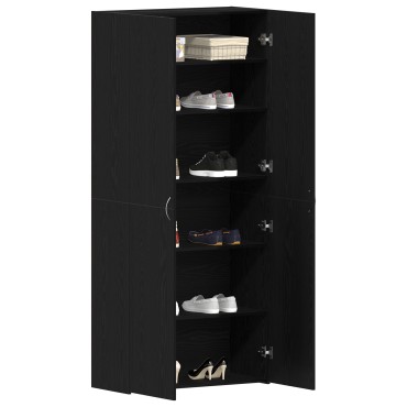 vidaXL Ντουλάπα Παπουτσιών Μαύρο Δρυς 80x35,5x180cm Επεξεργασμένο Ξύλο