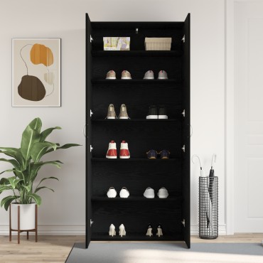 vidaXL Ντουλάπα Παπουτσιών Μαύρο Δρυς 80x35,5x180cm Επεξεργασμένο Ξύλο
