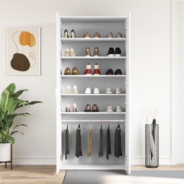 vidaXL Ντουλάπι Παπουτσιών Λευκό 80x39x180cm Επεξεργασμένο Ξύλο
