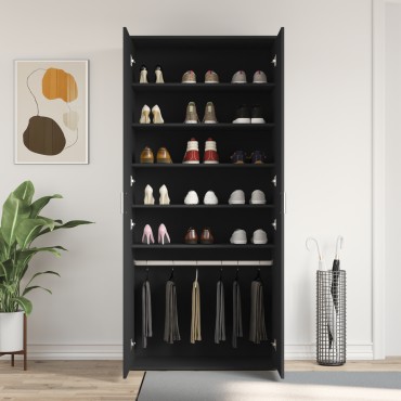 vidaXL Ντουλάπα Παπουτσιών Μαύρη 80x39x180cm Επεξεργασμένο Ξύλο
