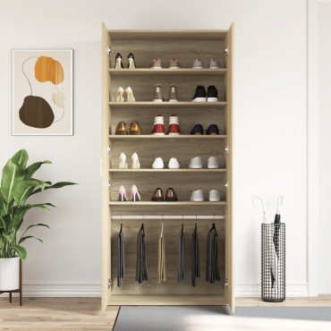 vidaXL Ντουλάπι Παπουτσιών Σονομά Οάκ 80x39x180cm Επεξεργασμένο Ξύλο