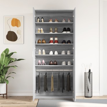 vidaXL Ντουλάπα Παπουτσιών Γκρι Σονομα 80x39x180cm Επεξεργασμένο Ξύλο