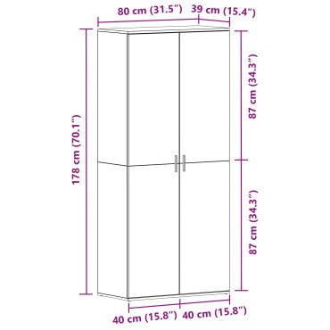vidaXL Ντουλάπι Παπουτσιών Καφέ Δρυός 80x39x180cm Φτιαγμένο Ξύλο