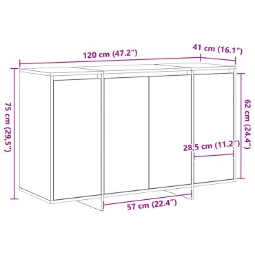 vidaXL Καφέ Μπουφές Παλιό ξύλο Ξύλο 120x41x75cm Μπουφές 1 τεμ.
