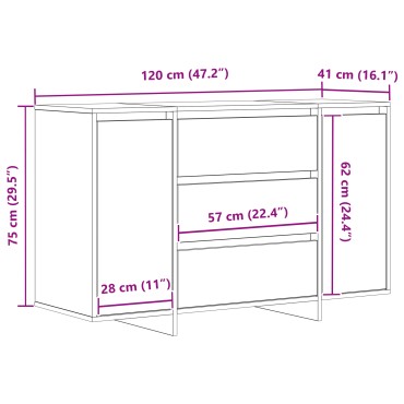 vidaXL Μπουφές Καφέ Δρυς 120x41x75cm Επεξεργασμένο Ξύλο 1 τεμ.