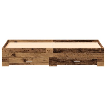 Bed Frame με Συρτάρια Παλαιού Ξύλου 180x200 εκ. Κατασκευασμένο Ξύλο