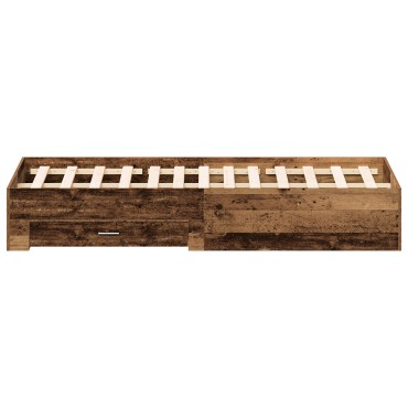 Bed Frame με Συρτάρια Παλαιού Ξύλου 180x200 εκ. Κατασκευασμένο Ξύλο
