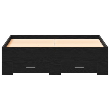 Bed Frame με Συρτάρια Μαύρη Δρυς 120x190 εκ Επεξεργασμένο Ξύλο