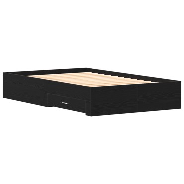 Bed Frame με Συρτάρια Μαύρη Δρυς 120x190 εκ Επεξεργασμένο Ξύλο