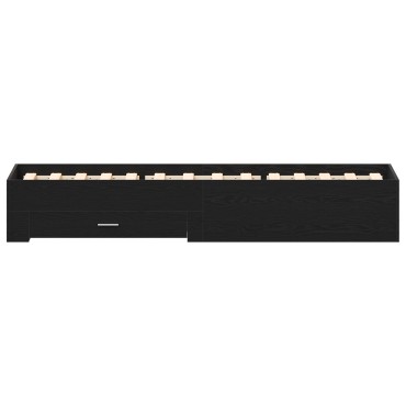 Bed Frame μαύρο δρυς 90x190 εκ. Επεξεργασμένο ξύλο