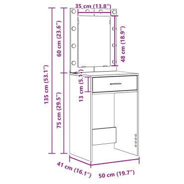 vidaXL Σετ Τουαλέτας 3 τεμ. με LED σε Μαύρο Δρυς 40x41x75 cm