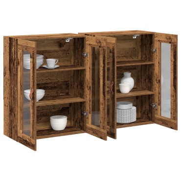 vidaXL Τοίχου Ντουλάπες 2 τεμ. Παλιό Ξύλο 69.5x34x90cm Επεξεργασμένο Ξύλο