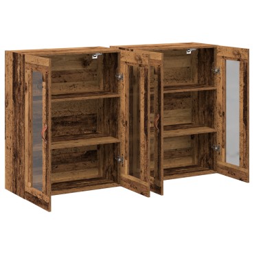 vidaXL Τοίχου Ντουλάπες 2 τεμ. Παλιό Ξύλο 69.5x34x90cm Επεξεργασμένο Ξύλο