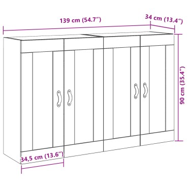 vidaXL Τοίχου Cabinets 2 τεμ. Καρυδιά 69,5x34x90cm Κατασκευασμένο Ξύλο