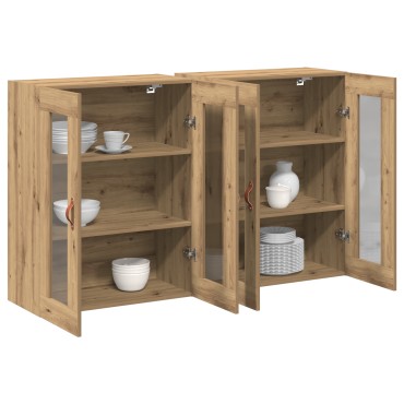 vidaXL Τοίχου Cabinets 2 τεμ. Καρυδιά 69,5x34x90cm Κατασκευασμένο Ξύλο