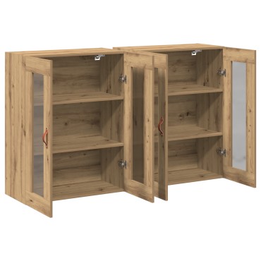 vidaXL Τοίχου Cabinets 2 τεμ. Καρυδιά 69,5x34x90cm Κατασκευασμένο Ξύλο