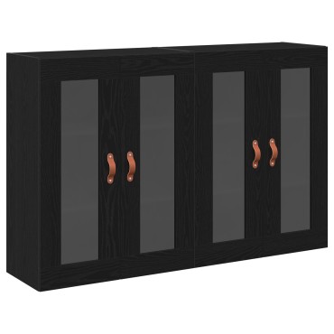 vidaXL Τοίχου Ντουλάπια 2 τεμ. Μαύρη Δρυς 69,5x34x90cm Συνθετικό Ξύλο