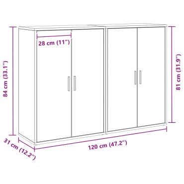 vidaXL Μπουφέ 2 τεμ. Δρυς 60x31x84cm Επεξεργασμένο Ξύλο