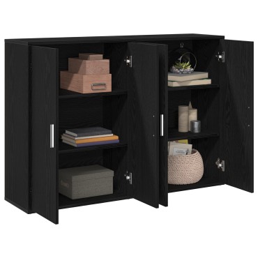 vidaXL Μπουφέδες 2 τεμ. Μαύρο Δρύς 60x31x84cm Επεξεργασμένο Ξύλο