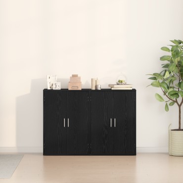 vidaXL Μπουφέδες 2 τεμ. Μαύρο Δρύς 60x31x84cm Επεξεργασμένο Ξύλο