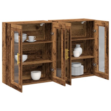 vidaXL Τοίχου Ντουλάπες 2 τεμ. Παλιό Ξύλο 69,5x34x90cm Κατασκευασμένο Ξύλο