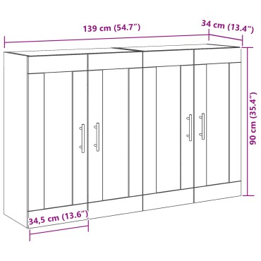 vidaXL Κρεμαστά Ντουλάπια 2 τεμ. Καρυδιά 69,5x34x90cm Επεξεργασμένο Ξύλο