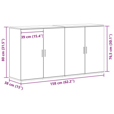 vidaXL Σύνθετα 2 τεμ. Καρυδιά 79x38x80cm Επεξεργασμένο ξύλο