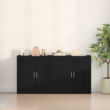 vidaXL Μπουφέδες 2 τεμ. Μαύρος Δρύς 79x38x80cm Επεξεργασμένο Ξύλο