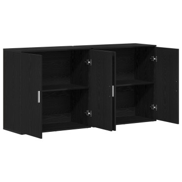 vidaXL Μπουφέδες 2 τεμ. Μαύρος Δρύς 79x38x80cm Επεξεργασμένο Ξύλο