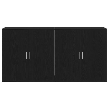 vidaXL Μπουφέδες 2 τεμ. Μαύρος Δρύς 79x38x80cm Επεξεργασμένο Ξύλο