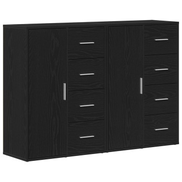vidaXL Μπουφέδες 2 τεμ. Μαύρος Δρυς 60x31x84cm Συνθετικό ξύλο