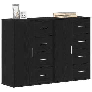 vidaXL Μπουφέδες 2 τεμ. Μαύρος Δρυς 60x31x84cm Συνθετικό ξύλο