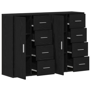 vidaXL Μπουφέδες 2 τεμ. Μαύρος Δρυς 60x31x84cm Συνθετικό ξύλο