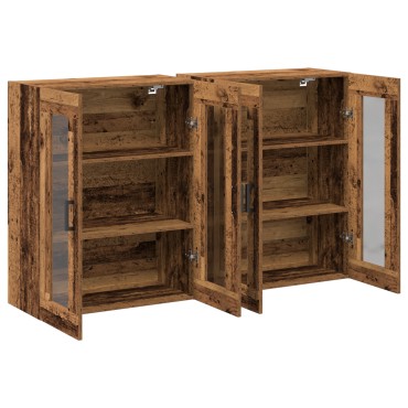 vidaXL Τοίχου Ντουλάπια 2 τεμ. Παλιό Ξύλο 69,5x34x90cm Επεξεργασμένο Ξύλο