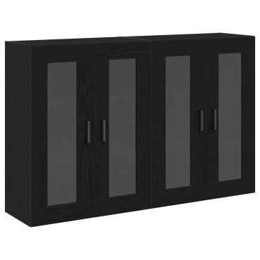 vidaXL Τοίχου Ντουλάπια 2 τεμ. Μαύρο Δρυς 69,5x34x90cm Επεξεργασμένο Ξύλο