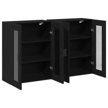 vidaXL Τοίχου Ντουλάπια 2 τεμ. Μαύρο Δρυς 69,5x34x90cm Επεξεργασμένο Ξύλο