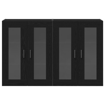 vidaXL Τοίχου Ντουλάπια 2 τεμ. Μαύρο Δρυς 69,5x34x90cm Επεξεργασμένο Ξύλο