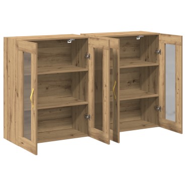 vidaXL Τοίχου Ντουλάπες 2 τεμ. Καρυδιά 69,5x34x90cm Επεξεργασμένο ξύλο