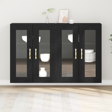 vidaXL Τοίχου ντουλάπες 2 τεμ. Μαύρη Δρυς 69,5x34x90cm Κατασκευασμένο ξύλο