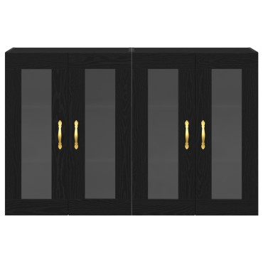 vidaXL Τοίχου ντουλάπες 2 τεμ. Μαύρη Δρυς 69,5x34x90cm Κατασκευασμένο ξύλο