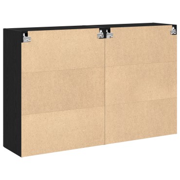 vidaXL Τοίχου ντουλάπες 2 τεμ. Μαύρη Δρυς 69,5x34x90cm Κατασκευασμένο ξύλο