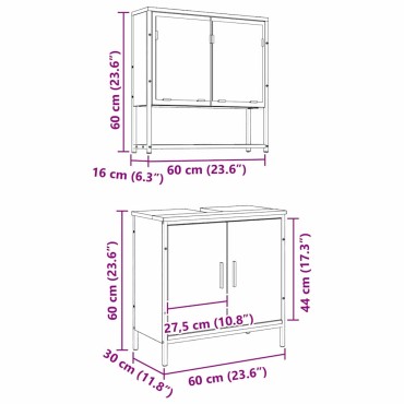 vidaXL Σετ Επίπλων Μπάνιου 2 τεμ. Καφέ 60x30x60cm