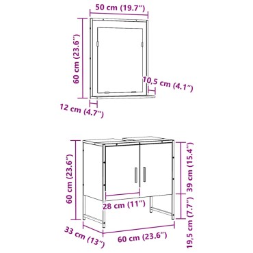 vidaXL Σετ Επίπλων Μπάνιου 2 τεμ. Μαύρο 60x33x60 εκ