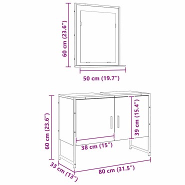 vidaXL Σετ Επίπλων Μπάνιου 2 τεμ. Καφέ 80x33x60 εκ