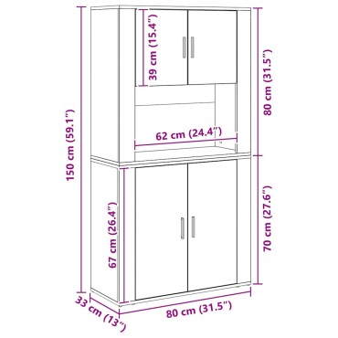 vidaXL Highboard Παλιό ξύλο 80x33x150cm Επεξεργασμένο Ξύλο 1 τεμ.